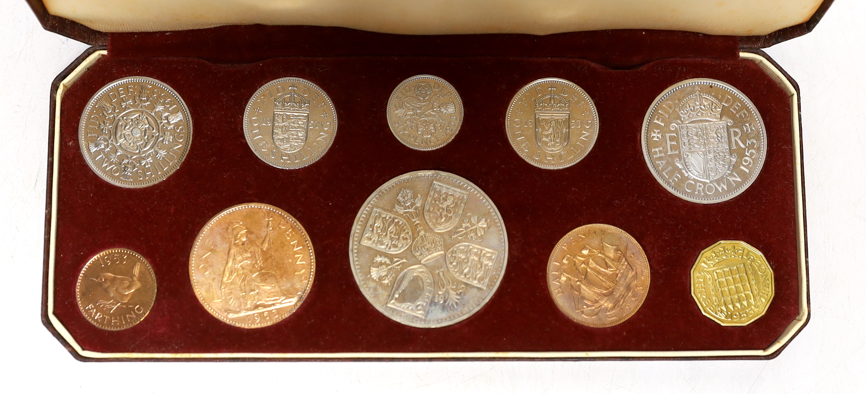 British Coins, QEII proof coin set for 1953
